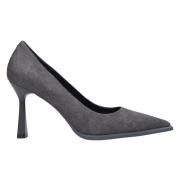 Dames Donkergrijze Denim Pumps met een Stabiele Hak Estro , Gray , Dam...