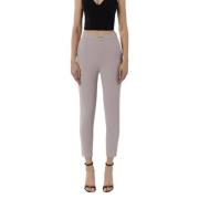 Grijze Stretch Stoffen Broek met Gouden Metalen Accessoire Elisabetta ...