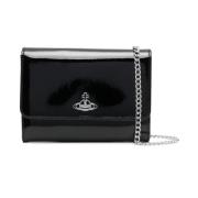 Zwarte Leren Portemonnee met Orb Detail Vivienne Westwood , Black , Da...