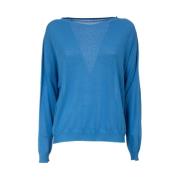 Katoenen Lange Mouw Ribtop Le Tricot Perugia , Blue , Dames