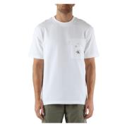 Stretch katoenen t-shirt met voorzak Calvin Klein Jeans , White , Here...