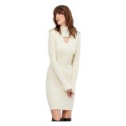 Elegante Gebreide Jurk - Off White Cesare Gaspari , White , Dames