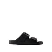 Zwarte Leren Zondag Sandalen Balenciaga , Black , Dames