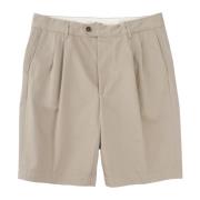 Beige Double Pleat Chino Shorts Tela Genova , Beige , Heren