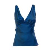 Verfijnde Acetate Twill Top Aspesi , Blue , Dames