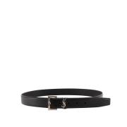 Verstelbare Leren Riem met Metalen Monogram Saint Laurent , Black , Da...