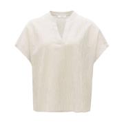 Gestreepte Top met Korte Mouw Opus , Beige , Dames