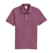 Blauw en Donkerrood Vintage Gewassen Katoen Feeder Streep Polo Shirt B...