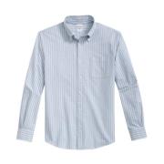 Blauw Gestreept Regular Fit Oxford Overhemd met Polo Button Down Kraag...
