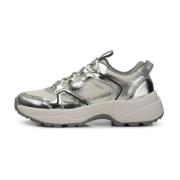 Metallic Sneaker met Dikke Zool Woden , Gray , Dames