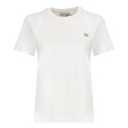 Wit T-shirt met Baby Fox-patch Maison Kitsuné , White , Dames