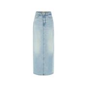 Achter Split Jeans Rok Guess , Blue , Dames