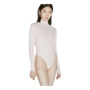 Logo High Neck Bodysuit Mugler , Pink , Dames