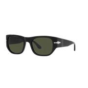 Stijlvolle zonnebril met groene lens Persol , Black , Unisex