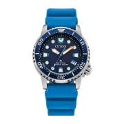 Blauw Siliconen Dameshorloge 20Atm Quartz Citizen , Gray , Dames