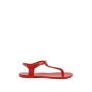 Rubberen Flip Flops voor Vrouwen Love Moschino , Red , Dames