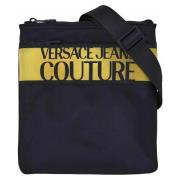 Schoudertas Met Logo-Print En Rits Versace Jeans Couture , Black , Her...