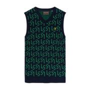 Monogram Gebreide Tanktop Lyle & Scott , Blue , Heren