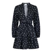 Bloemen V-Hals Jurk Neo Noir , Black , Dames