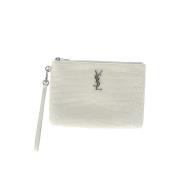 Pre-owned Leather clutches Yves Saint Laurent Vintage , White , Dames