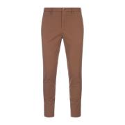 Bruine Stretch Katoenen Slim-Fit Broek Incotex , Brown , Heren