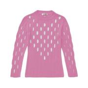 Stijlvolle Diagonale Uitgesneden Gebreide Top Aeron , Pink , Dames