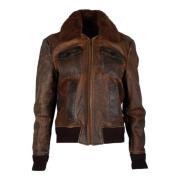 Pre-owned Leather outerwear Yves Saint Laurent Vintage , Brown , Dames