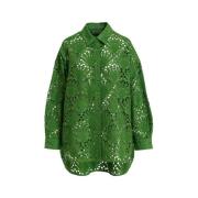 Oversized Geborduurd Shirt met Pailletten Essentiel Antwerp , Green , ...