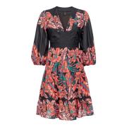 Tropische Print Katoenen Jurk Pinko , Multicolor , Dames