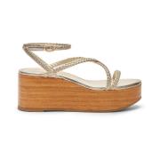 Geweven Sleehak Sandalen Stuart Weitzman , Beige , Dames