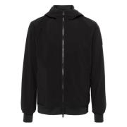 Zwarte Soft Shell Full Zip Hoodie Woolrich , Black , Heren