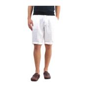 Witte Linnen Bermuda Shorts Comfort Fit 40Weft , White , Heren