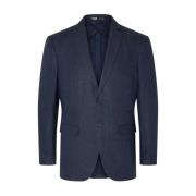 Blauw Linnen Blazer Set voor Mannen Selected Homme , Blue , Heren