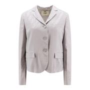 Grijze Zijden Blazer met FF Motief Fendi , Gray , Dames