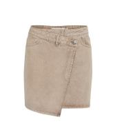 Asymmetrische Denim Korte Rok Lichtbruin Gestuz , Beige , Dames