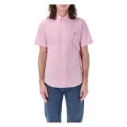 Roze Seersucker Korte Mouw Shirt Ralph Lauren , Pink , Heren