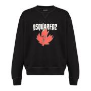 Hoodie met logo Dsquared2 , Black , Heren