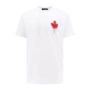 Logo Print Cotton Crew-Neck T-Shirt Dsquared2 , White , Heren