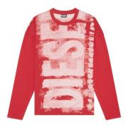 Long-sleeve T-shirt with smudged logo Diesel , Red , Heren