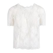 Kanten Boxy T-shirt Ermanno Scervino , White , Dames