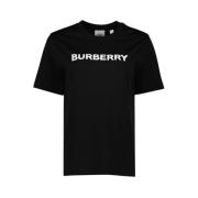 Logo Print Ronde Hals Tee Burberry , Black , Dames