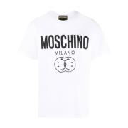 Logo-print T-shirt in wit Moschino , White , Heren