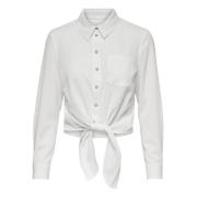 Lange Mouw Knoop Shirt Collectie Only , White , Dames