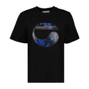 Holografisch Oversized Bloemenlogo T-shirt Coperni , Black , Dames