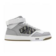 Oblique Canvas High-Top Sneakers Dior , Gray , Heren