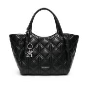 Zwarte Diamant Gestikte Logo Charme Tas Emporio Armani , Black , Dames