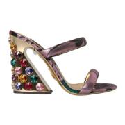 Kristal Jacquard Hakken Muiltjes Dolce & Gabbana , Multicolor , Dames