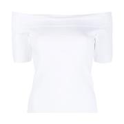 Wit Off-Shoulder T-Shirt Alexander McQueen , White , Dames