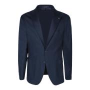 Blauwe Katoenen Blazer Jas Tagliatore , Blue , Heren