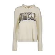 Gezellige hoodie met gouden paillettenlogo Moncler , White , Heren